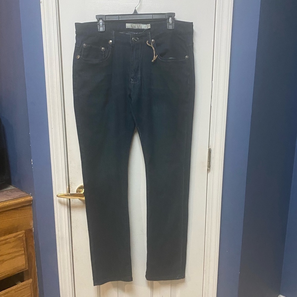 Blue Rag Relaxed Fit Boot Cut Men's 34X32 Denim Blue Jeans Dark Wash.